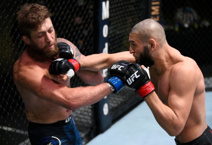UFC rising star Khamzat Chimaev in Las Vegas against Gerald Meerschaert.