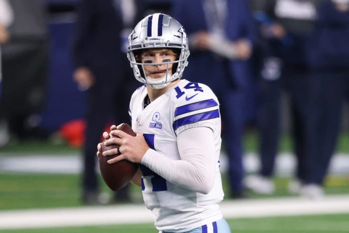 Dallas Cowboys quarterback Andy Dalton on Monday night. He is with the Chicago Bears in 2021.