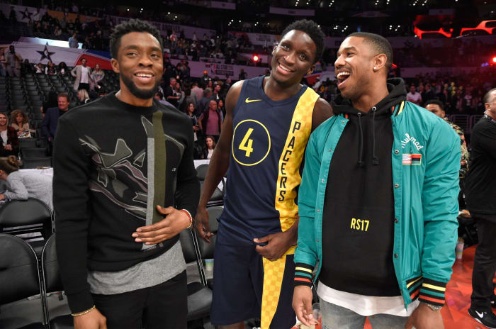 Chadwick Boseman during the 2018 Slam Dunk Contest.