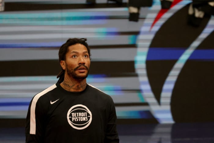 Detroit Pistons point guard Derrick Rose.