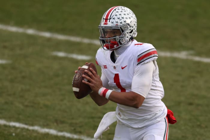 Ohio State quarterback Justin Fields at Michigan State.