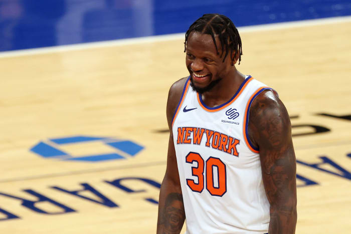 Julius Randle #30 of the New York Knicks smiling