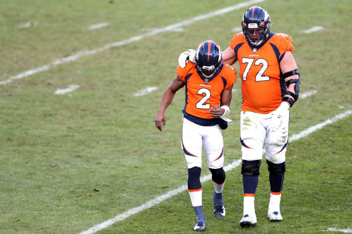 Denver Broncos quarterback Kendall Hinton on Sunday.