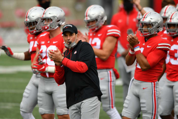 Ryan Day on the field before an Ohio State game.