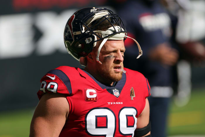 J.J. Watt on the field for the Texans