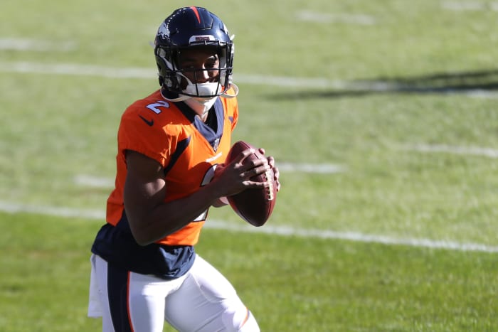 Denver Broncos quarterback Kendall Hinton.