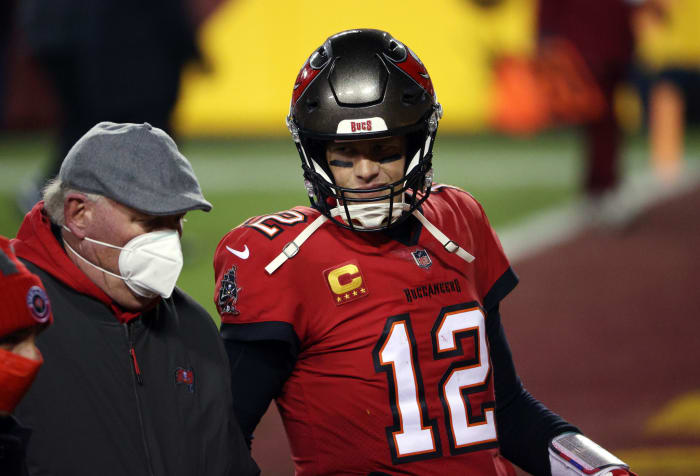 Bucs head coach Bruce Arians with Tom Brady in Washington.