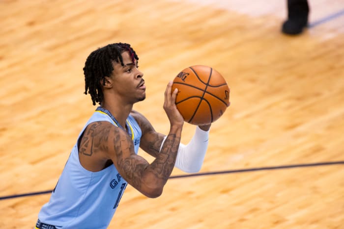 Ja Morant shooting a free throw.