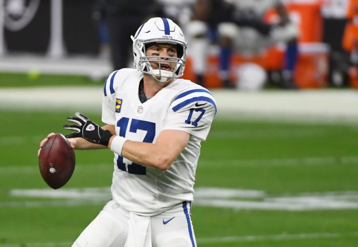 Philip Rivers throws the ball for the Colts.
