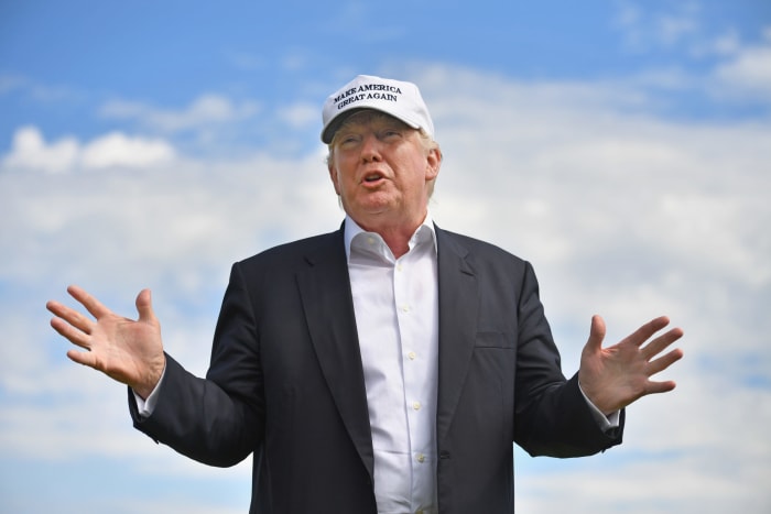 President Trump visits his golf course.
