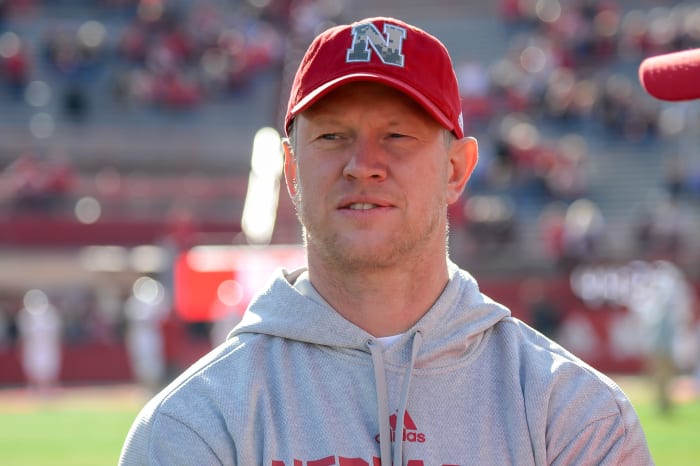 Nebraska Huskers head coach Scott Frost on the field.