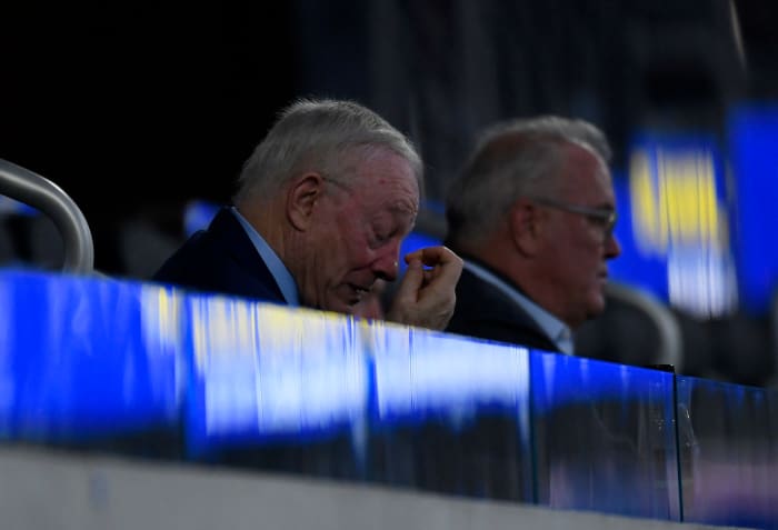 Dallas Cowboys owner Jerry Jones on Sunday in the booth.