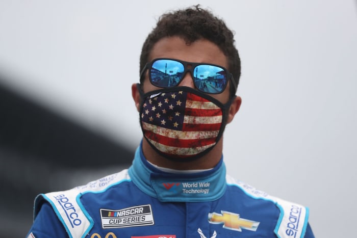 NASCAR driver Bubba Wallace before a Cup Series race.