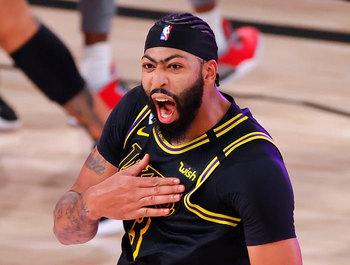 Los Angeles Lakers star forward Anthony Davis after his game-winning shot.