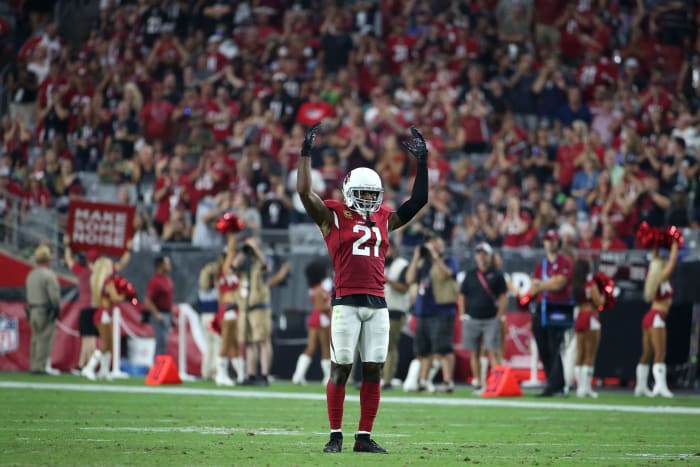 Patrick Peterson pumps up the Arizona Cardinals crowd.