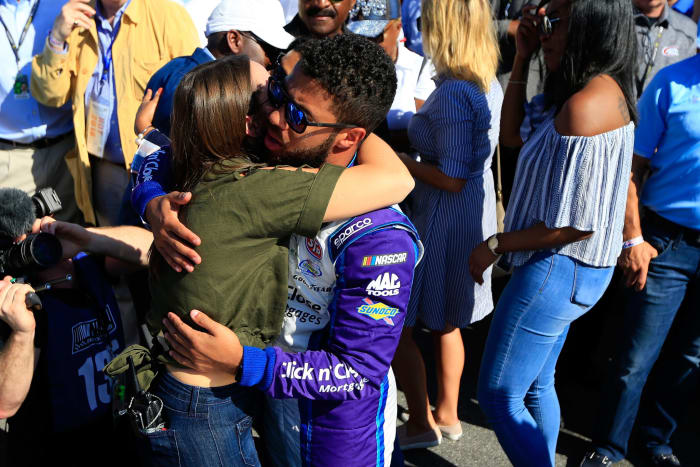 Bubba Wallace and his girlfriend at NASCAR.