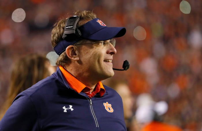 Gus Malzahn of Auburn looks on at his team.