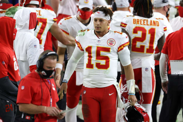 Kansas City Chiefs quarterback Patrick Mahomes against the Raiders.