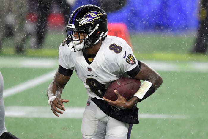 Baltimore Ravens quarterback Lamar Jackson against the Patriots.