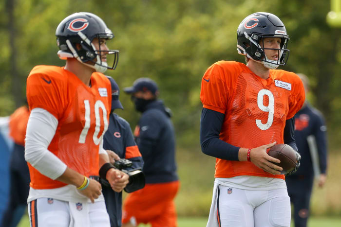 Bears quarterbacks Nick Foles and Mitch Trubisky