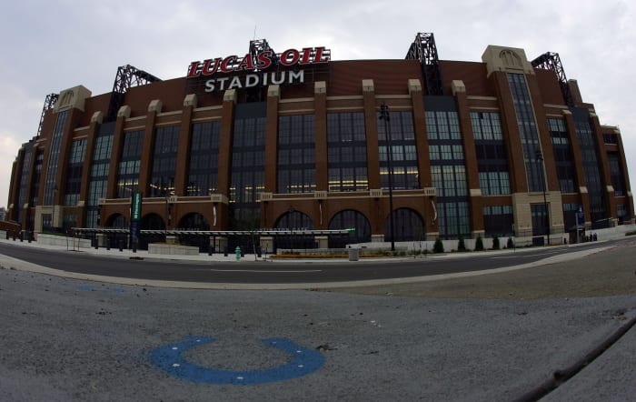 An exterior view of the Indianapolis Colts stadium.