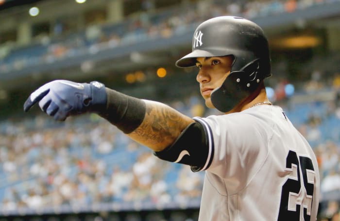 MLB World Reacts To The Gleyber Torres Injury News A closeup of Gleyber Torres during a Yankees game.