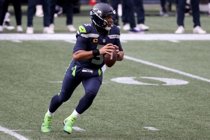 Seattle Seahawks quarterback Russell Wilson against the Giants.