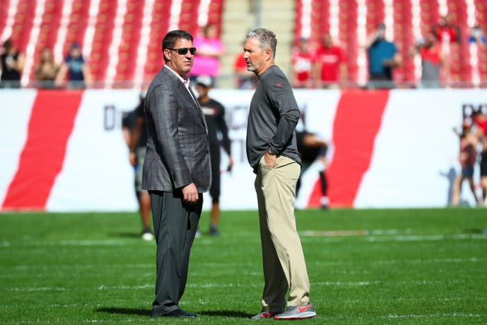 Jason Licht on the field before a game.