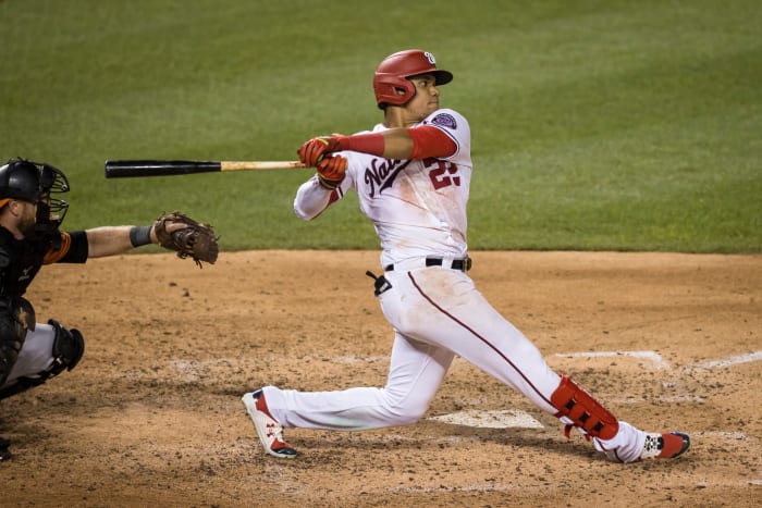 Juan Soto bats for the Washington Nationals.