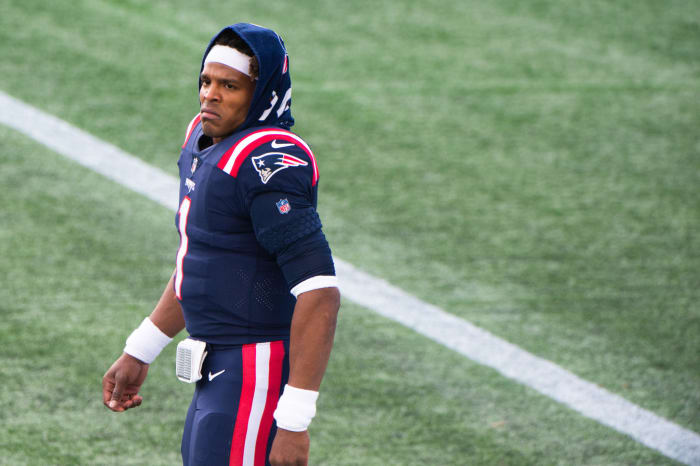 New England Patriots quarterback Cam Newton gets benched.