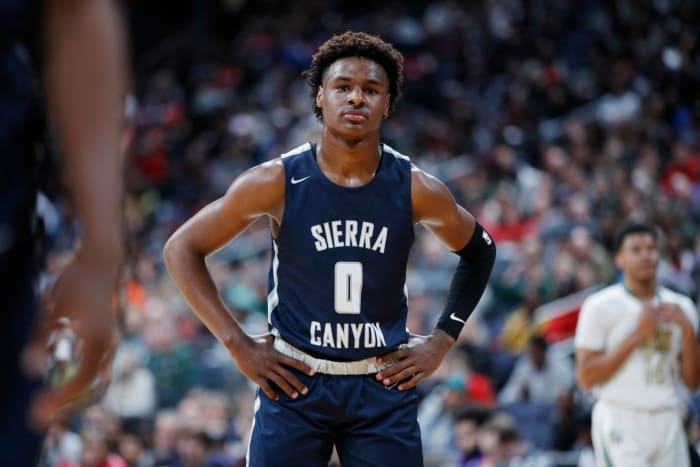 LeBron James' oldest son Bronny James during a game for Sierra Canyon in Ohio.