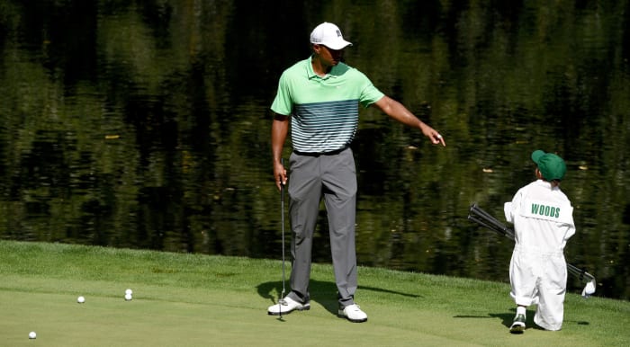 Tiger Woods and his son at The Masters.