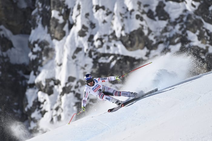 French skier Maxence Muzaton pulls off an incredible save.