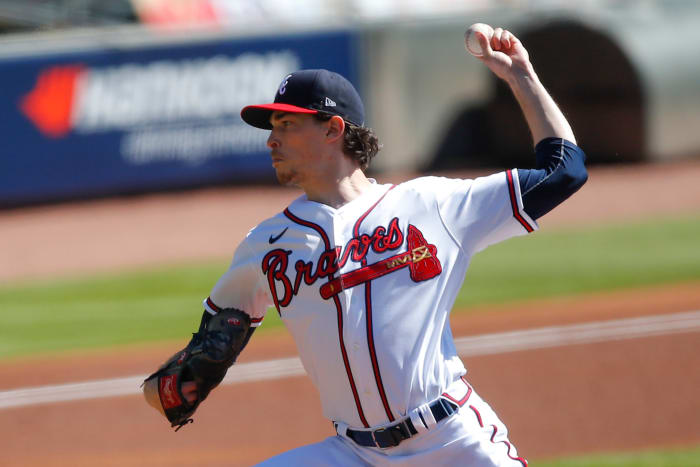 Max Fried throws a pitch.