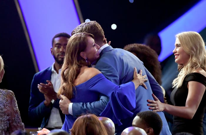 Luka Doncic and his mom during the NBA Awards.