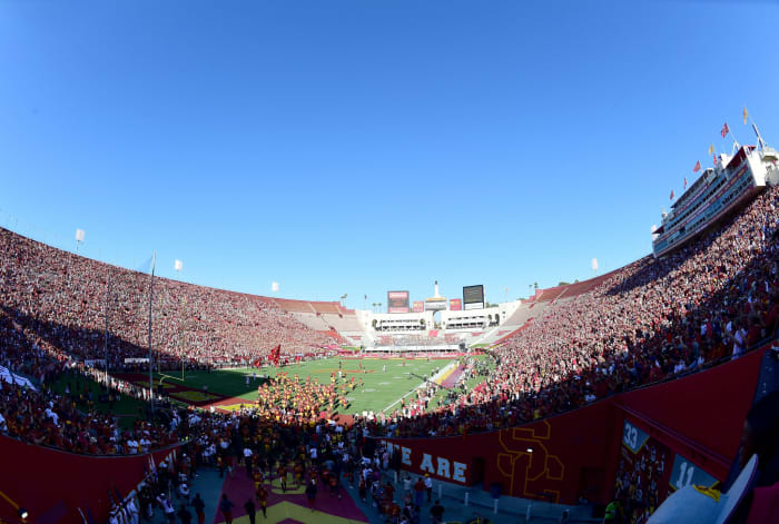 A general view of the USC Trojans football field.