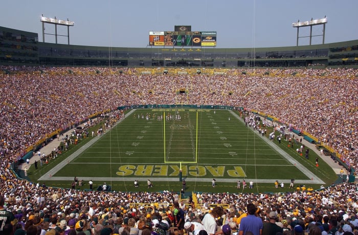 A general view of Lambeau Field during a Green Bay Packers game.