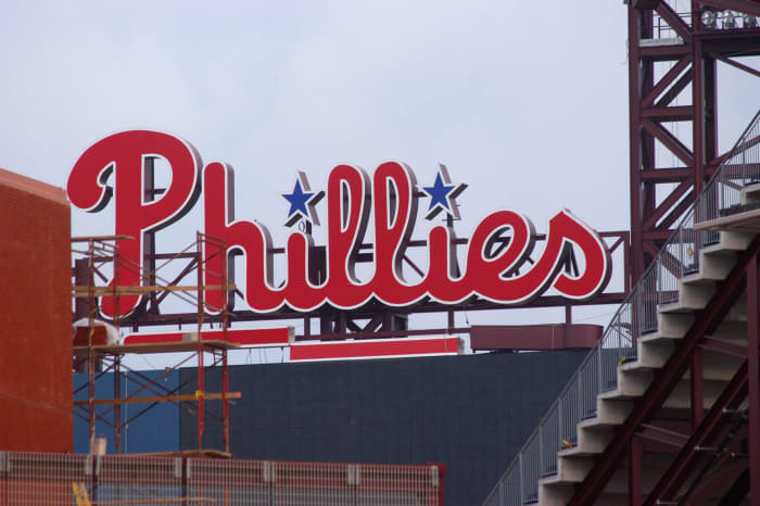 A general view of the Philadelphia Phillies logo.