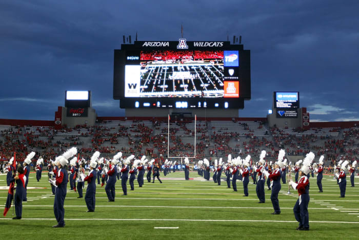 Arizona band performs before game.