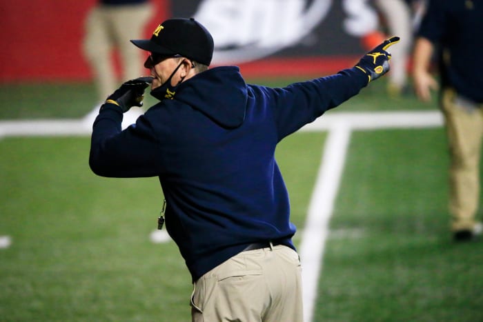 Michigan football coach Jim Harbaugh on Saturday.