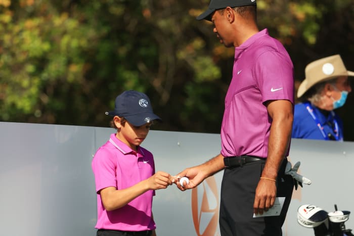 Tiger Woods and his son Charlie at the PNC Championship.