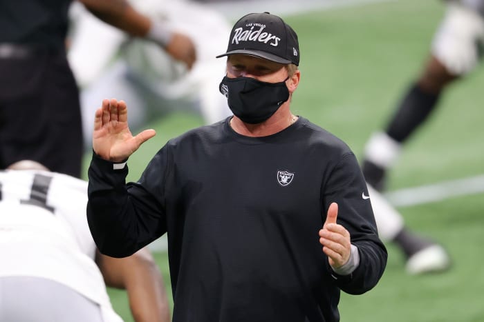 Las Vegas Raiders head coach Jon Gruden on Sunday.