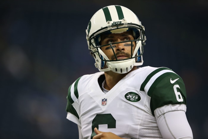Mark Sanchez playing for the New York Jets.
