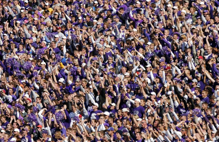 Kansas State fans cheer on their team.