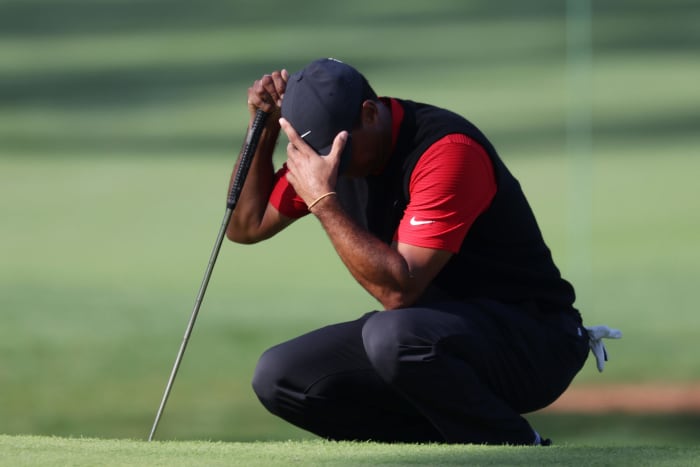 Tiger Woods at The Masters on Sunday in 2021.