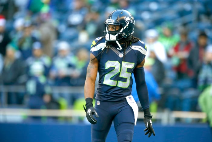 Richard Sherman during a game for the Seattle Seahawks.