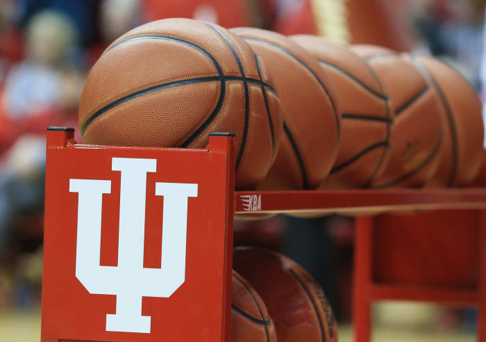 A closeup of an Indiana basketball rack.