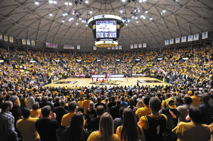 Wichita State basketball playing at Koch Arena.