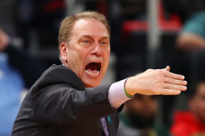 A closeup of Michigan State Spartans coach Tom Izzo