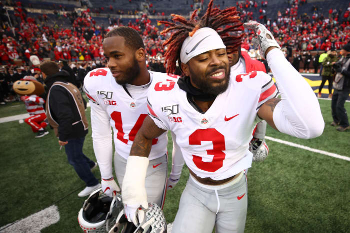 Ohio State's Damon Arnette celebrates after a win.